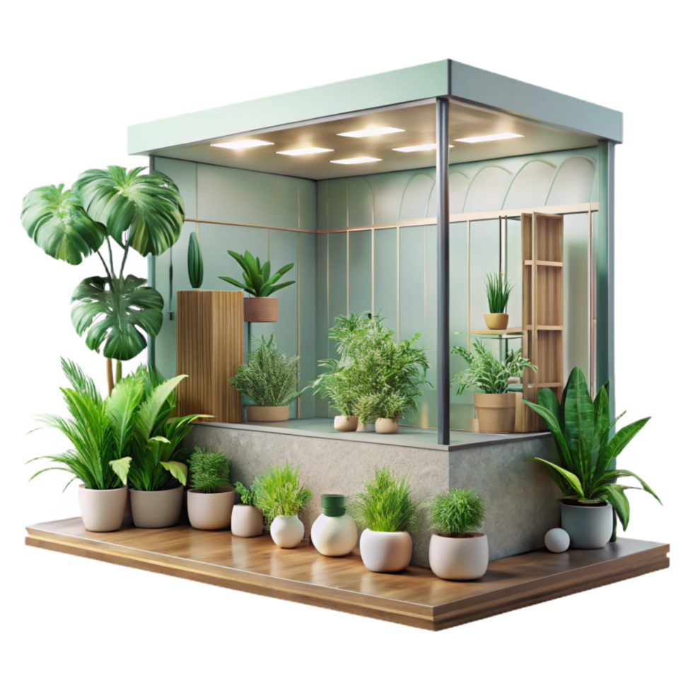 serene classic Living Facade System Transparent Background with Plant Close-up detailed png
