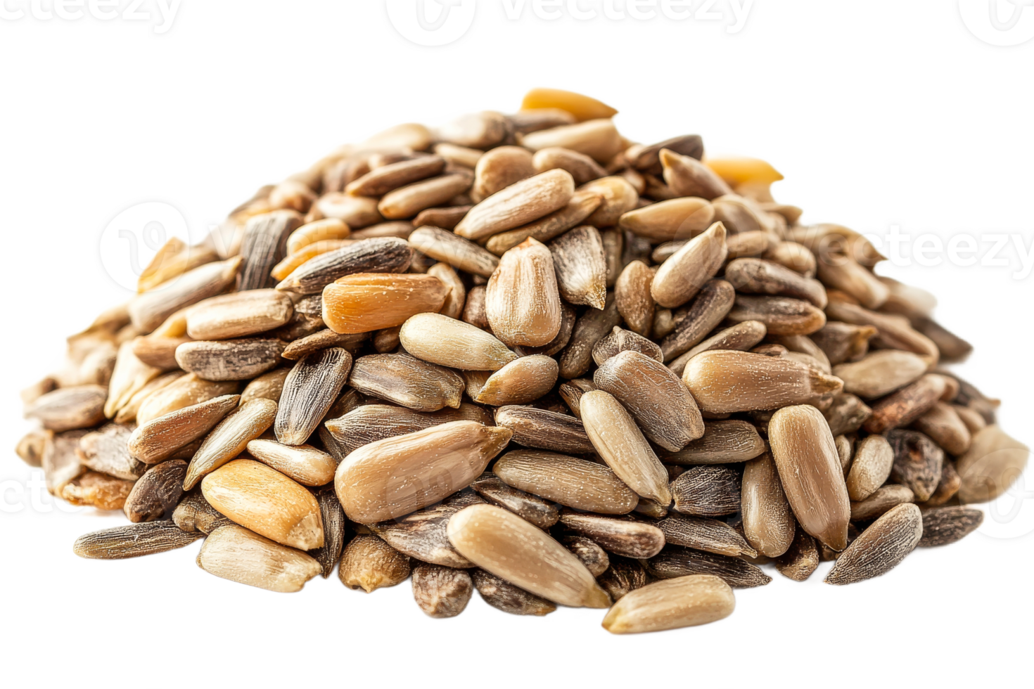 Sunflower seeds piled neatly on a white surface png