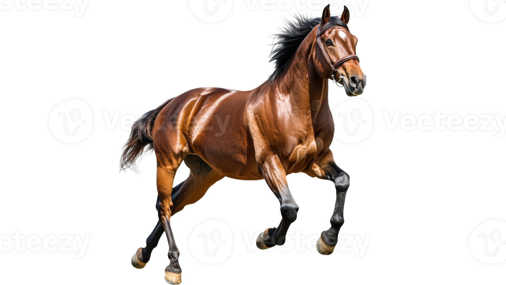 Brown horse running swiftly in open space png