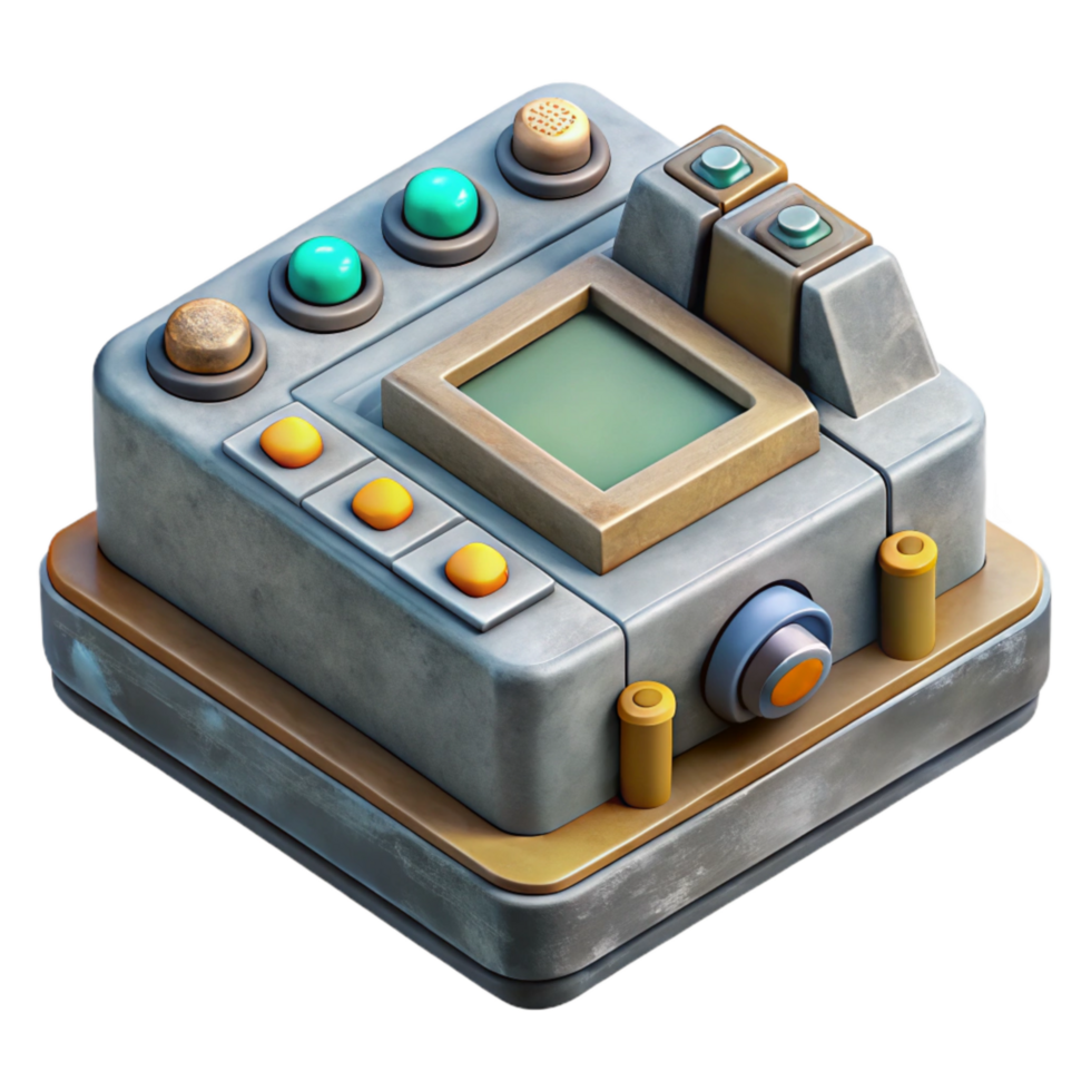 dramatic contemporary Living Machine Control Panel Isometric View Isolated high quality png