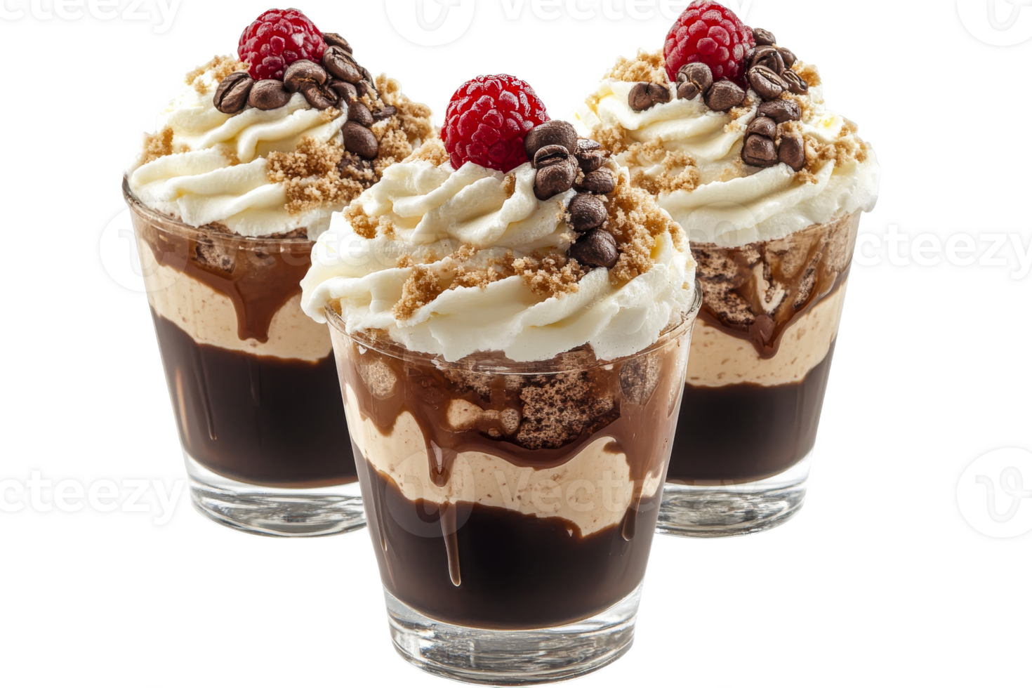 Chocolate raspberry dessert cups png