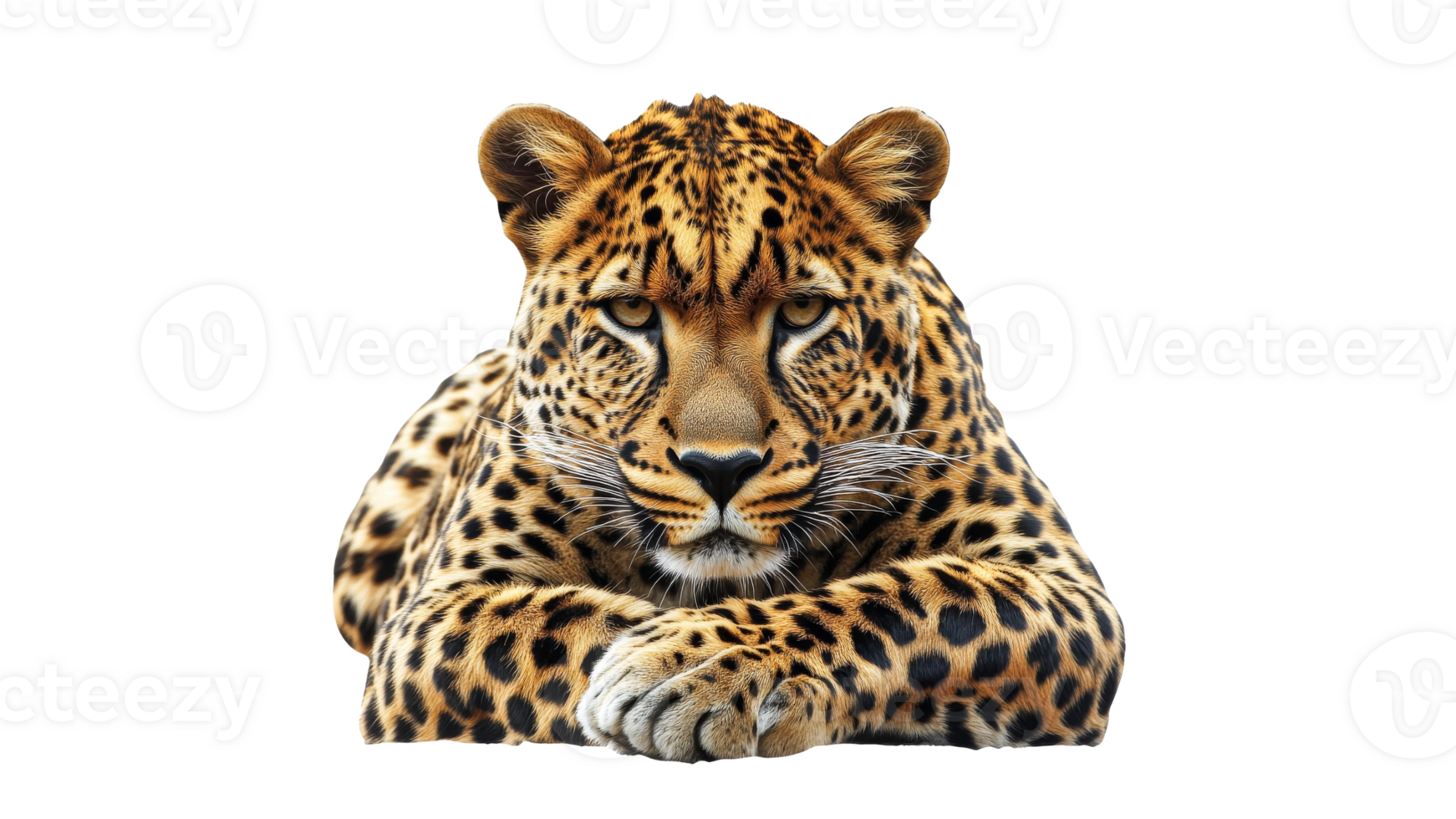 Majestic leopard resting in serene posture png