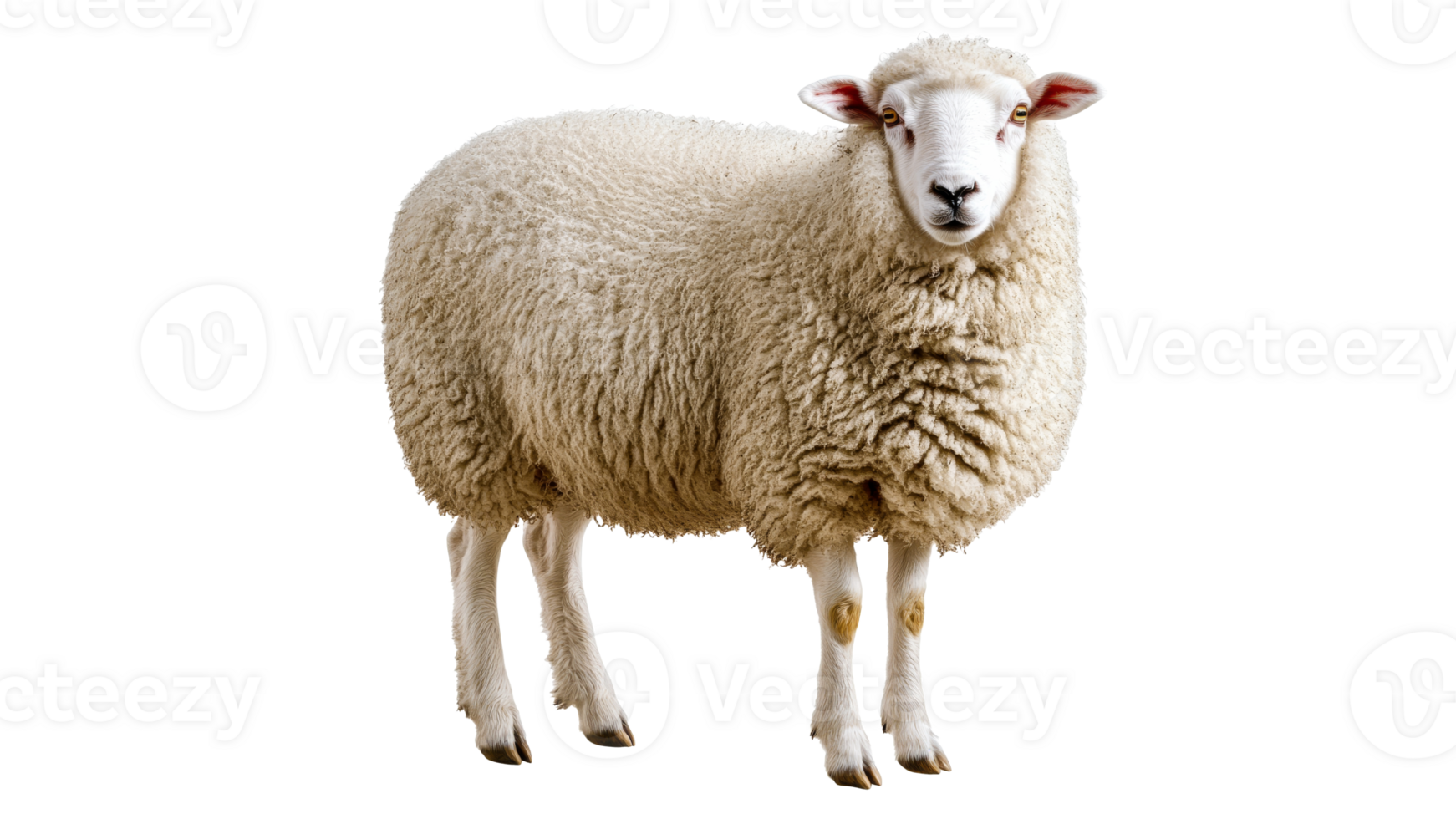 Fluffy sheep standing in a bright space at midday png