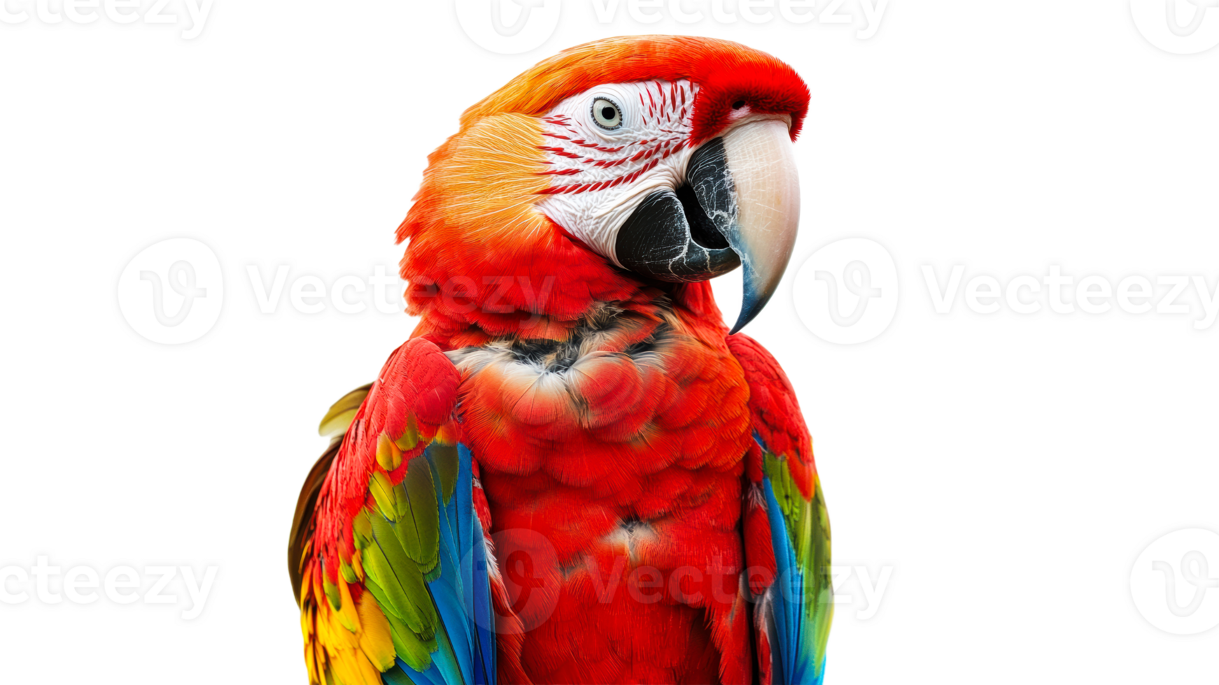 Macaw perched with vibrant feathers transparent png