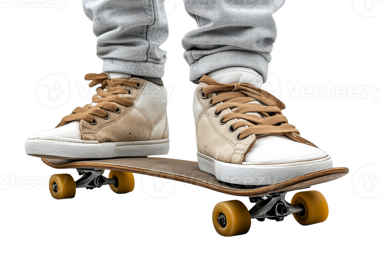 Skateboarder balancing on a skateboard in jeans png