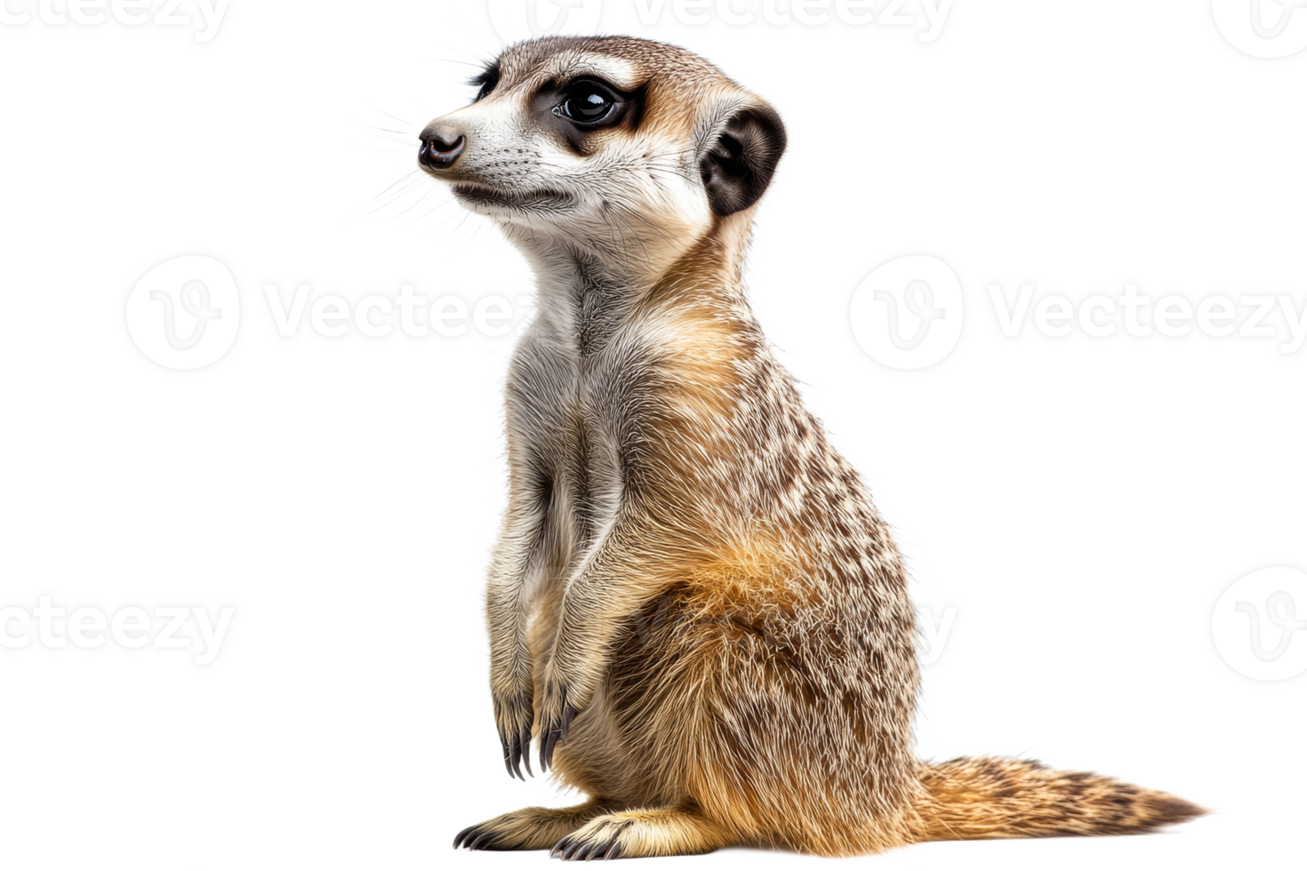 Meerkat standing upright on a white background png