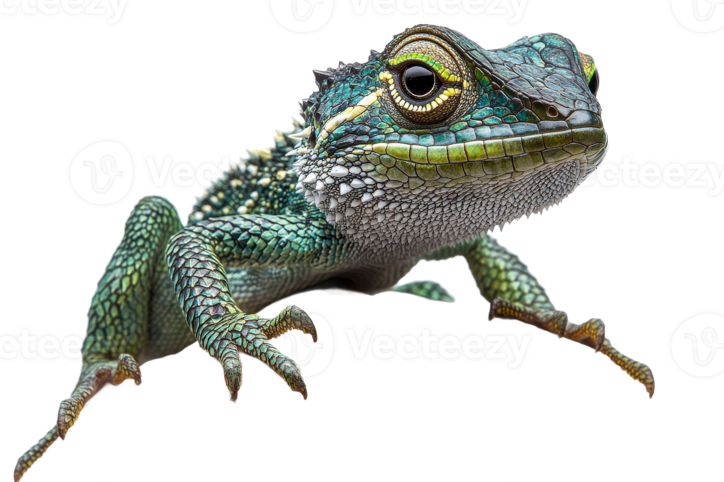 Colorful lizard perched with vibrant details png