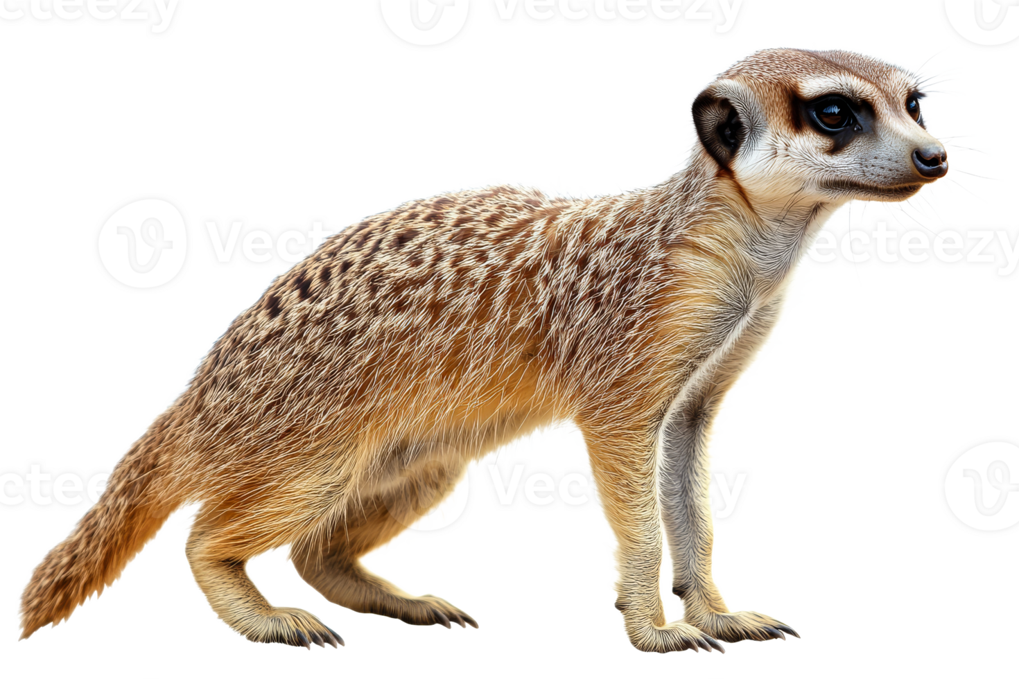 Meerkat stands alert in a desert environment png