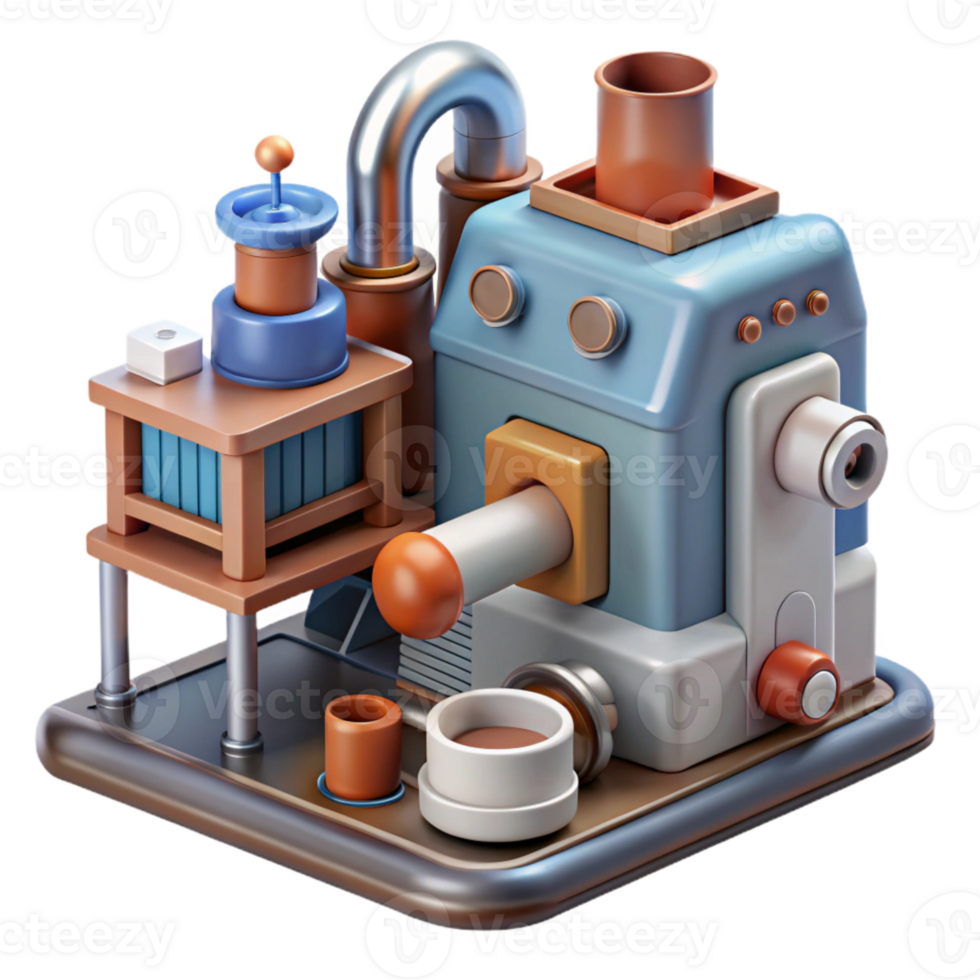 magnificent minimalist Living Machine Manufacturing Process Illustration Isolated png
