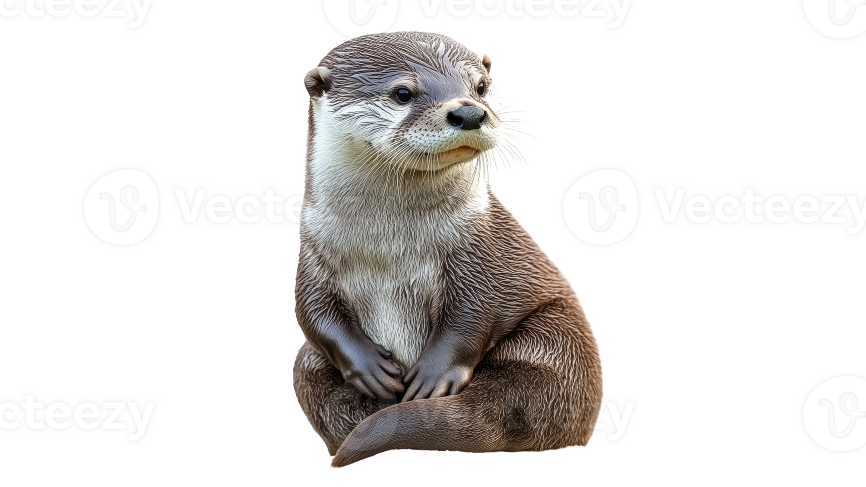 Curious otter relaxing by the riverbank png