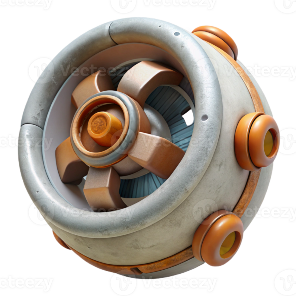 elegant abstract Living Machine Part Rotating View Isolated Element high resolution png