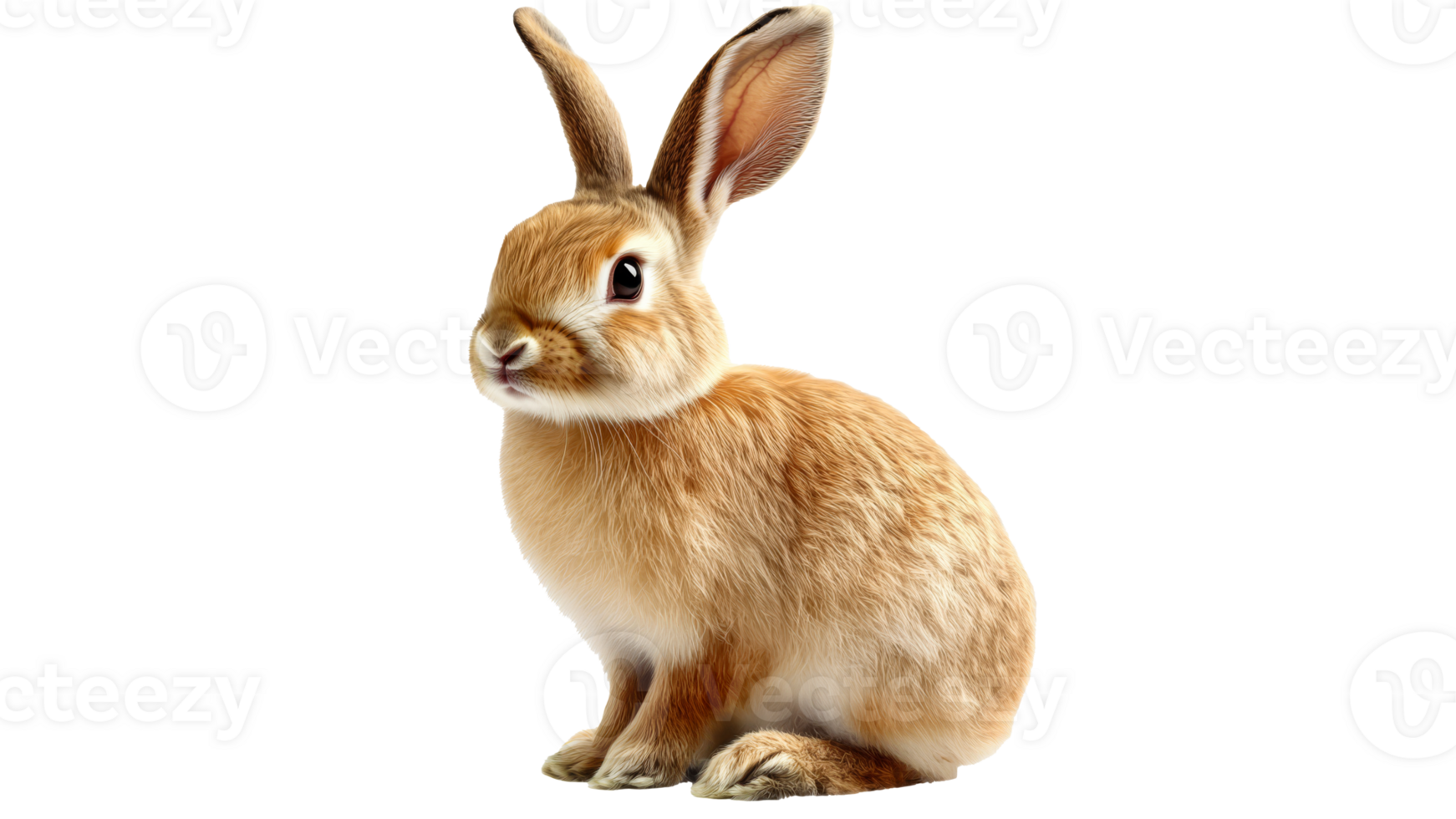 Cute brown rabbit sitting gently on white surface png