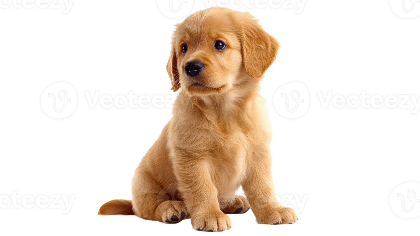 Quiet golden retriever puppy indoors png
