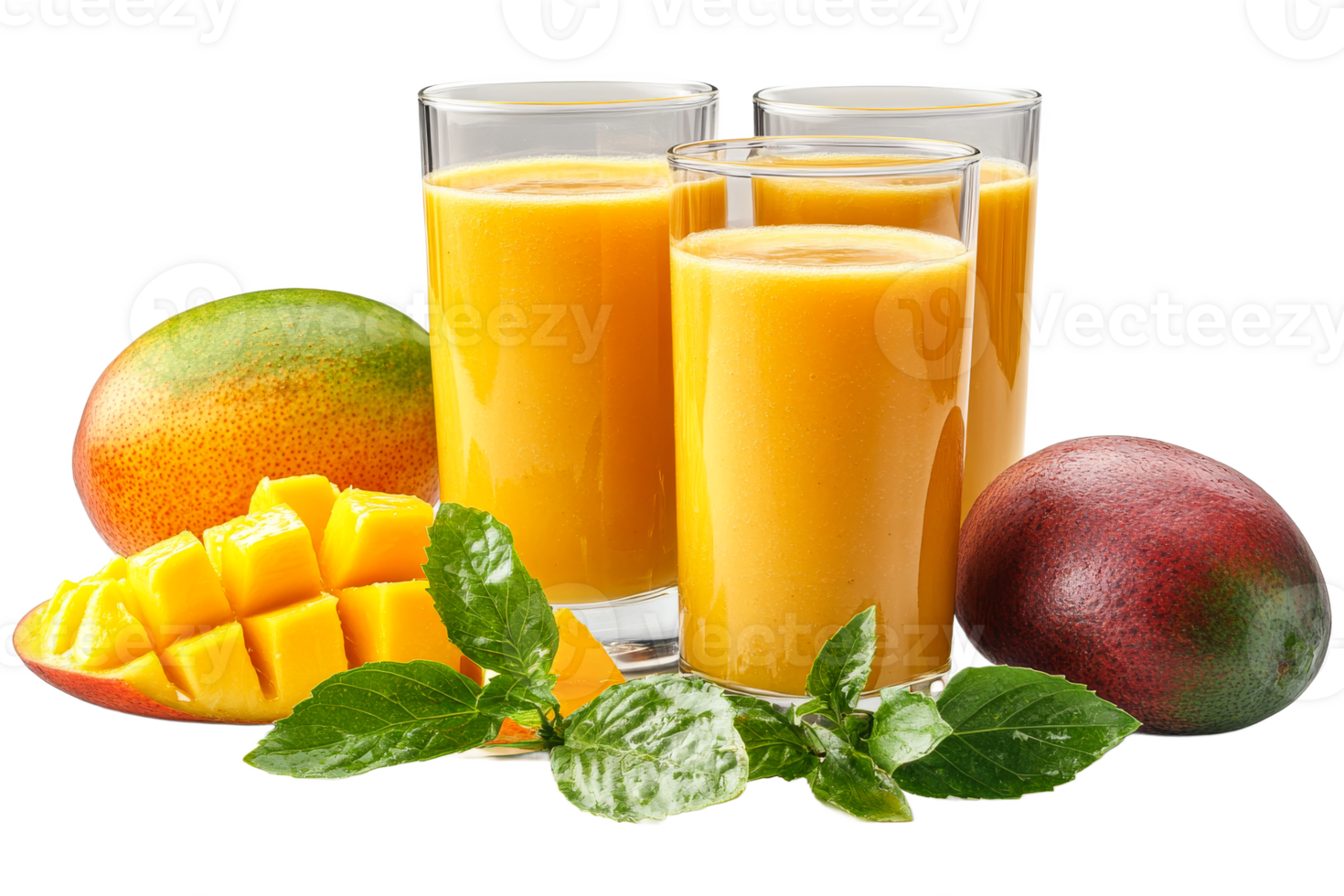 Refreshing mango smoothie served with fresh fruits png