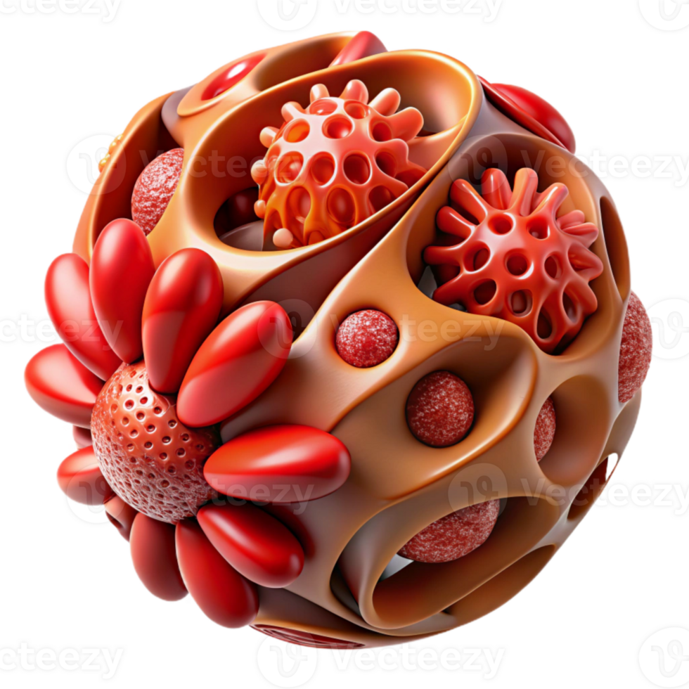 wonderful creative Living Organisms Design Red Spiral Transparent Background detailed png