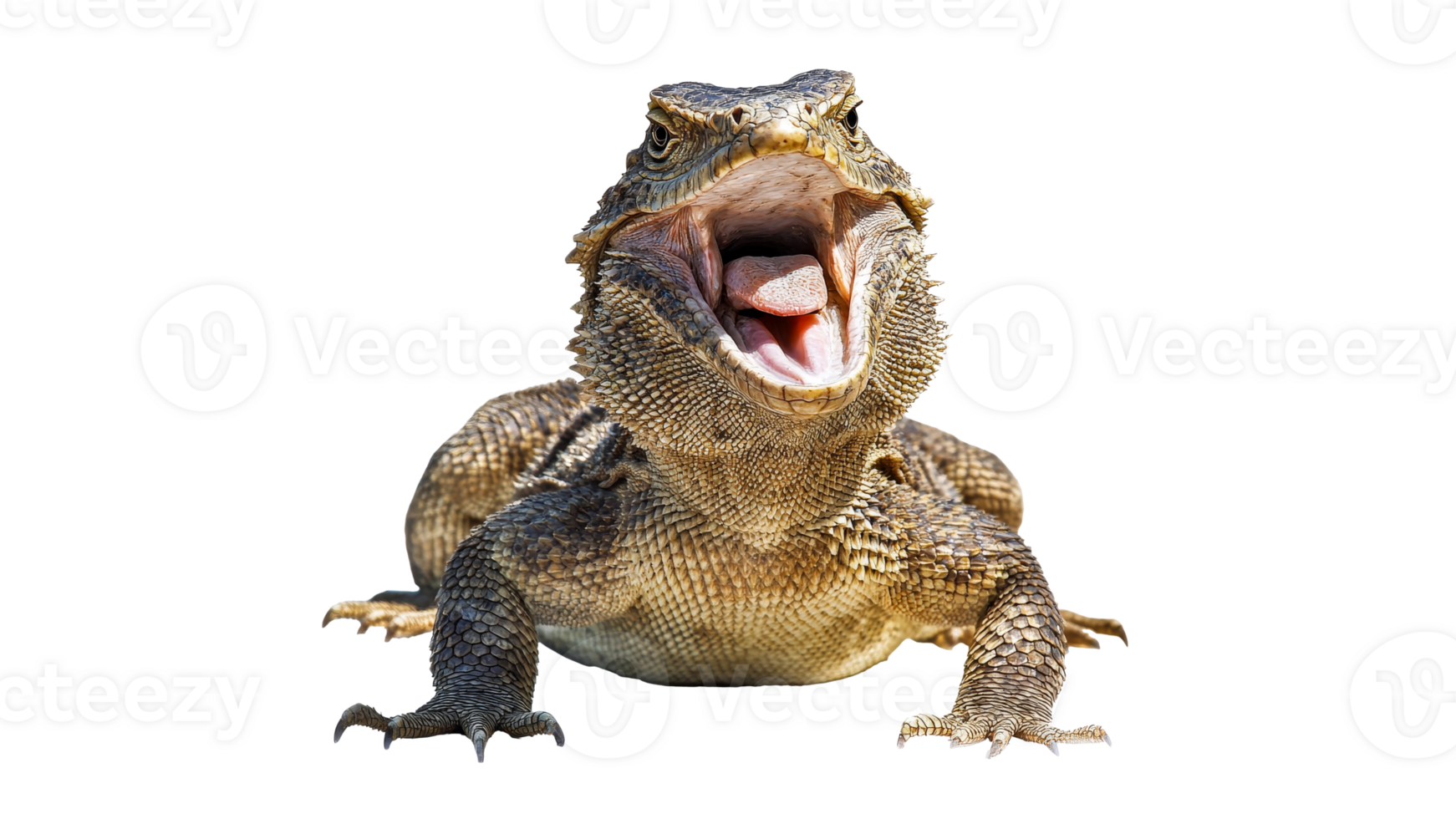 Bearded dragon showing its mouth in natural pose png