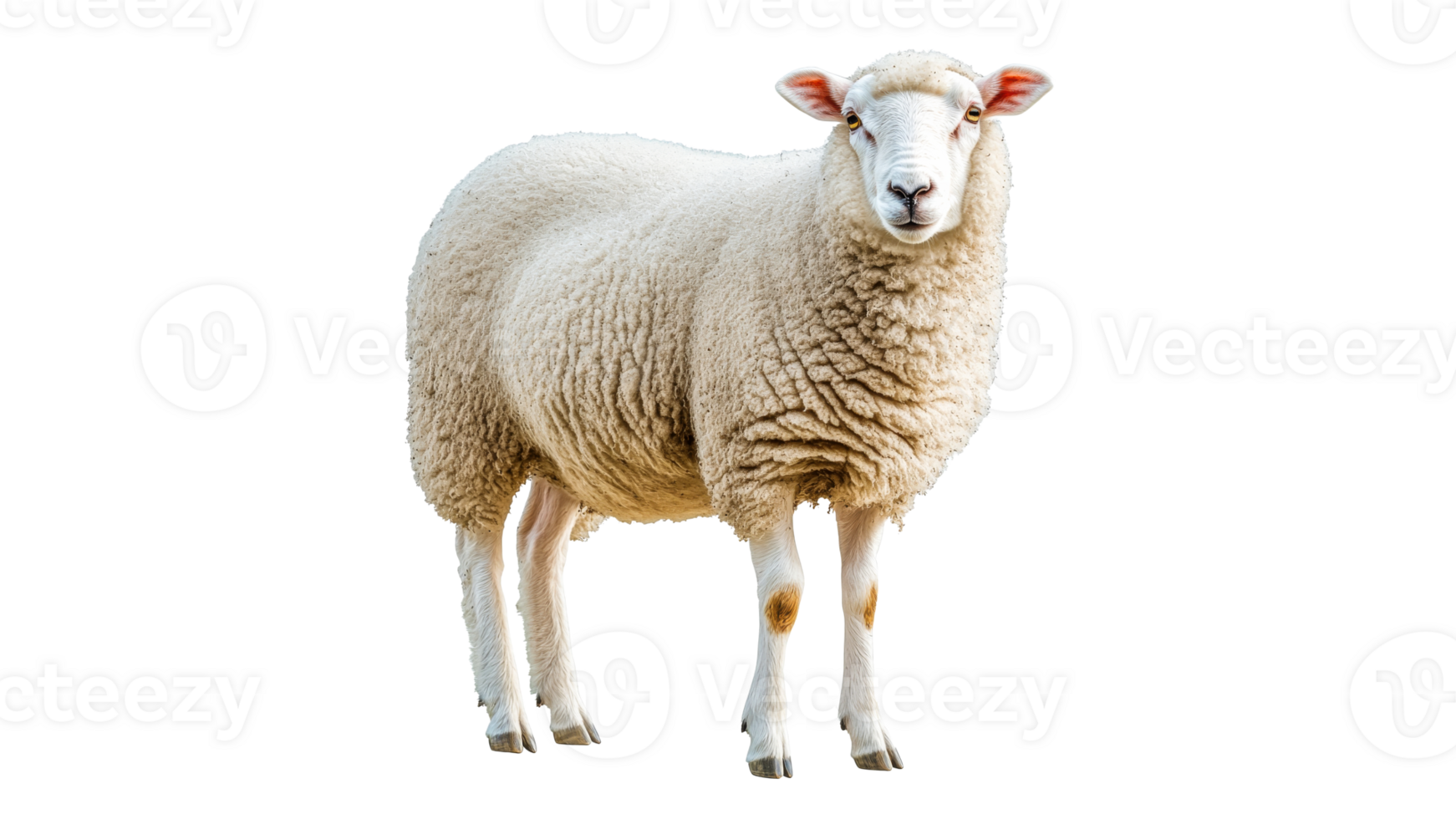 Sheep standing on white background looking forward png