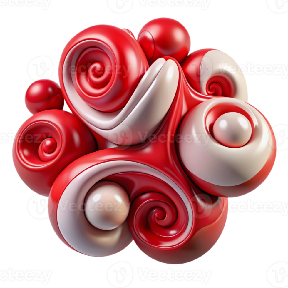 wonderful artistic Living Organisms Design Red Spiral Transparent Background detailed png