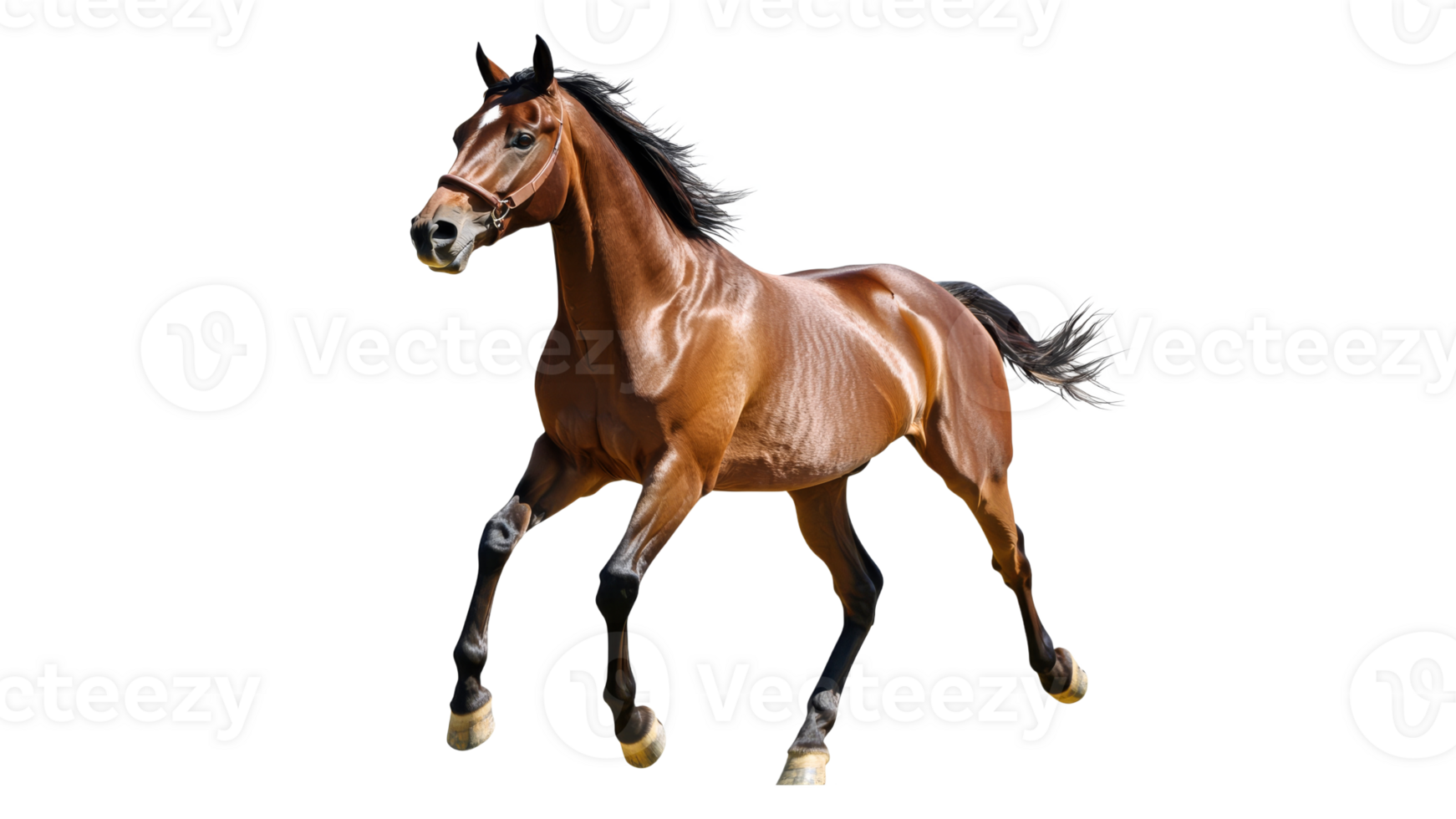 Brown horse running in open space with energy png