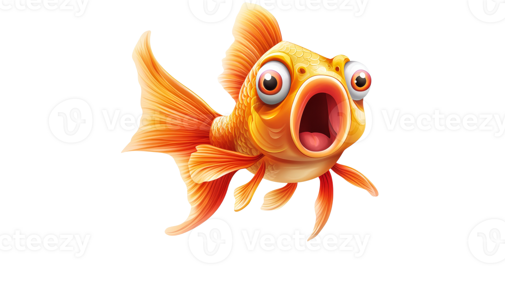 Colorful goldfish swimming with playful expression png