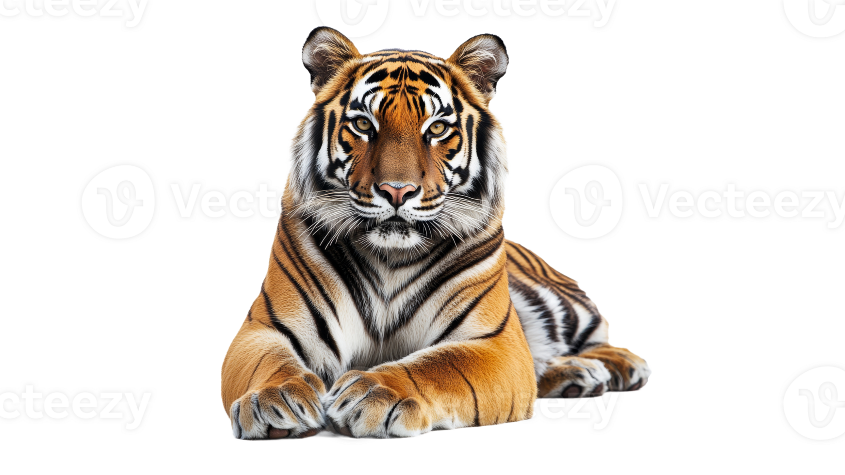 Majestic tiger lounging in a serene setting png
