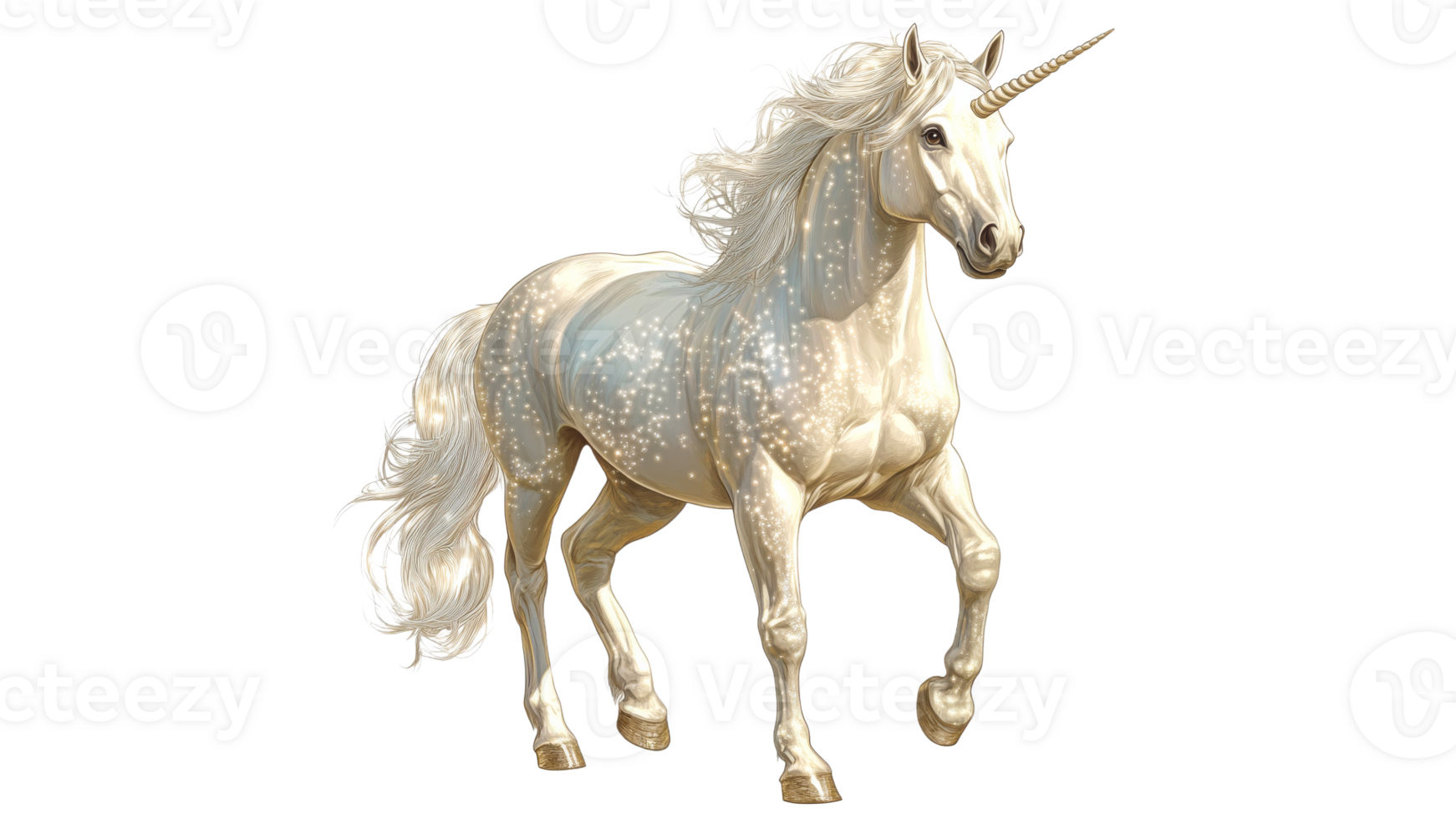 Majestic unicorn galloping in a bright landscape png