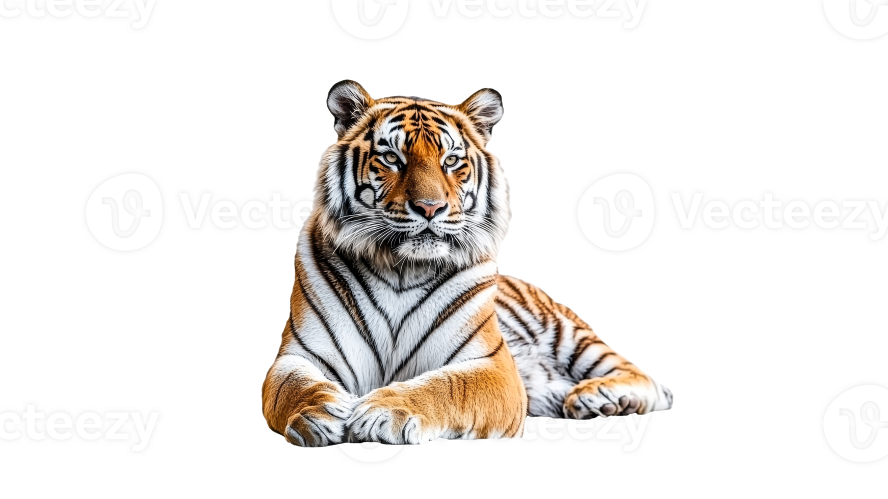 Tiger resting calmly in a tranquil environment png