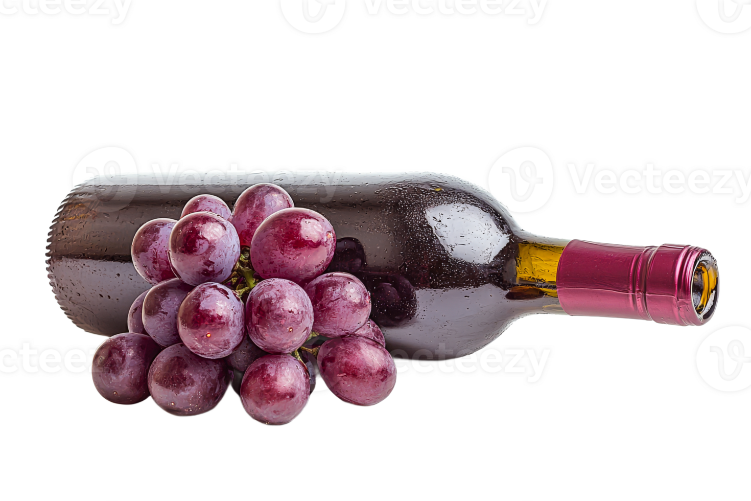 Rich red wine paired with fresh grapes for tasting png