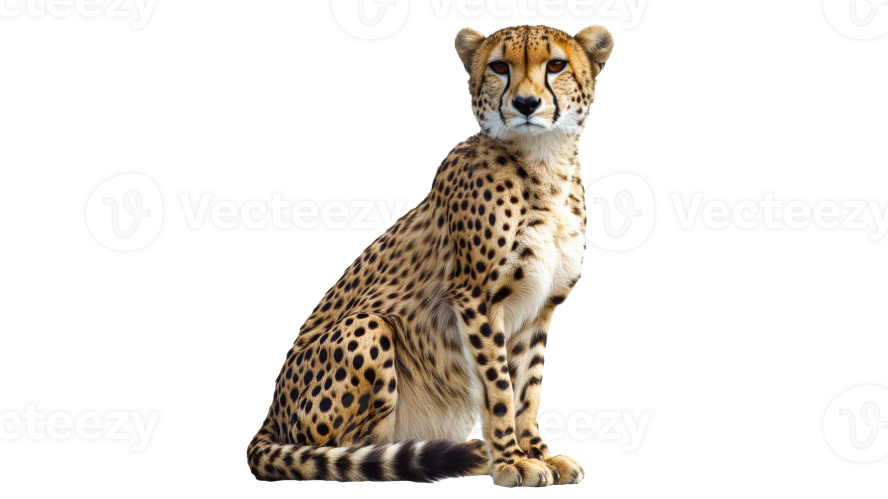 Cheetah poised against a white backdrop png