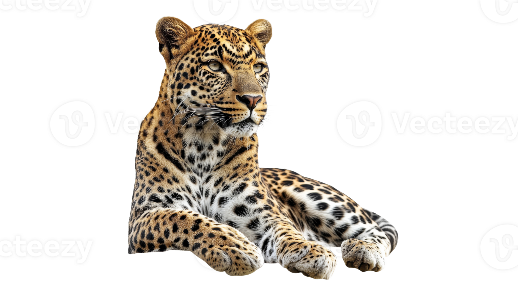 Leopard resting peacefully on a white background png