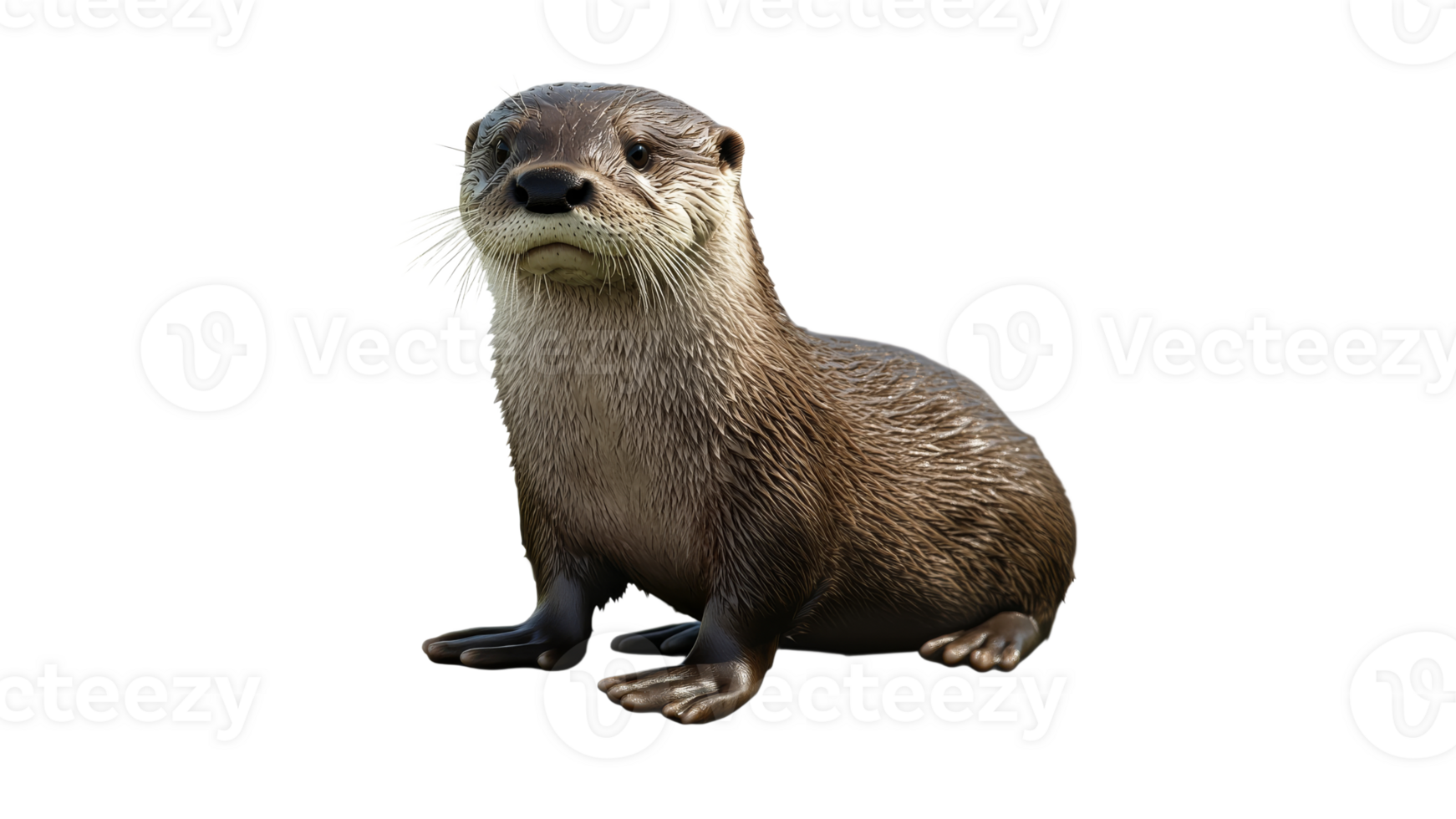 Otter sitting calmly with a curious expression png