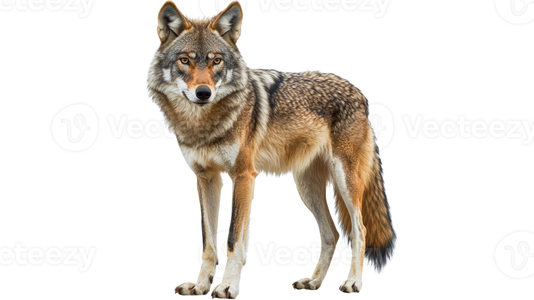 Coyote standing alert in a natural setting png