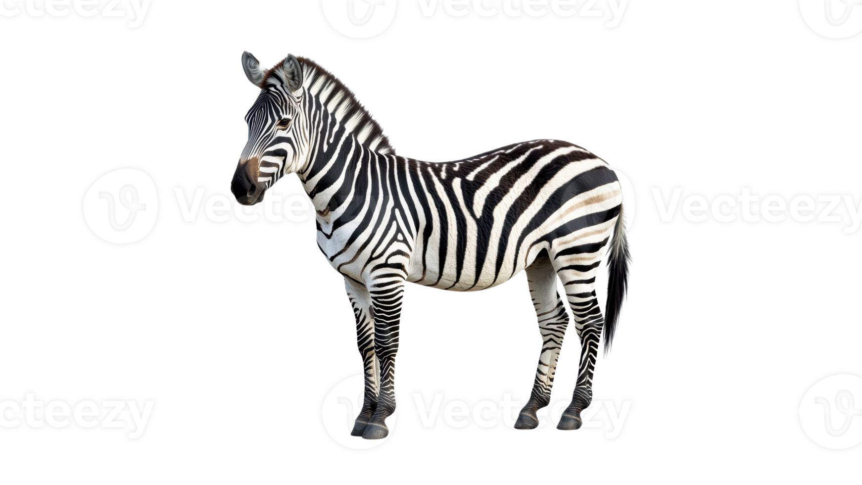 Tall zebra with bold black and white stripes png
