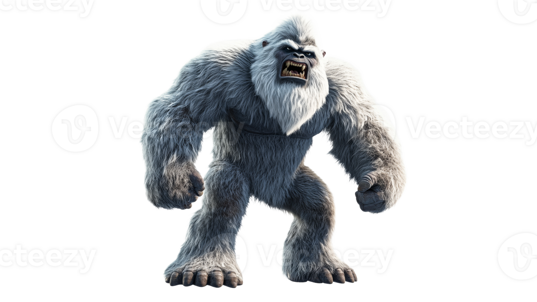Yeti character standing in a fierce pose png