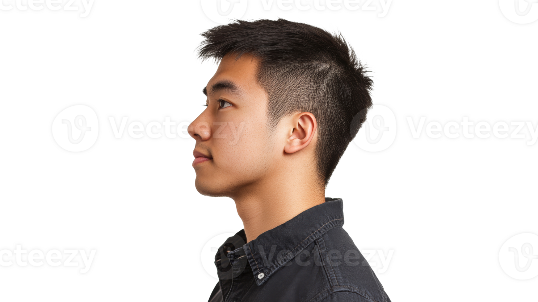 Young man in profile on plain backdrop png