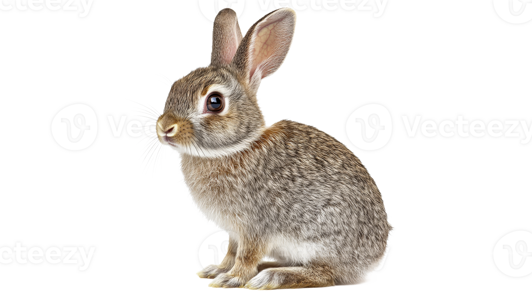 Grey rabbit sitting quietly in a natural pose png