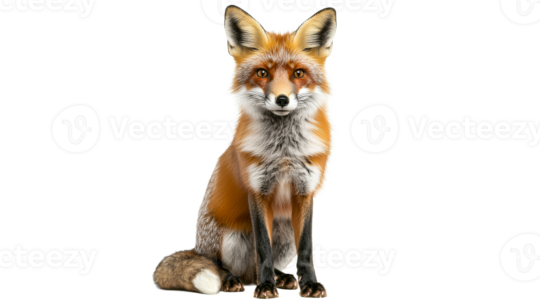 Red fox posing on a plain background png