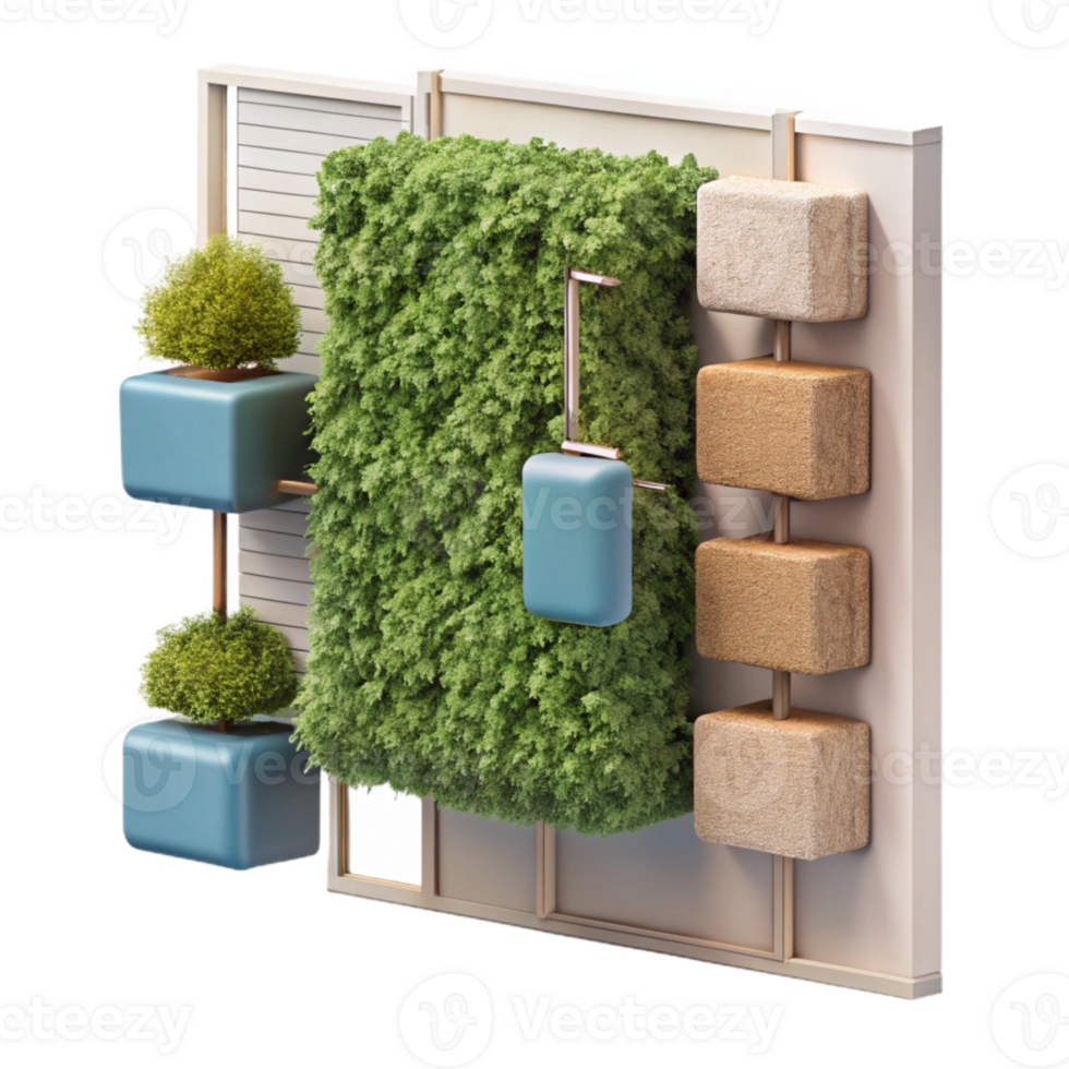 beautiful rustic Living Wall System Diagram Isolated with Technical Details exclusive png