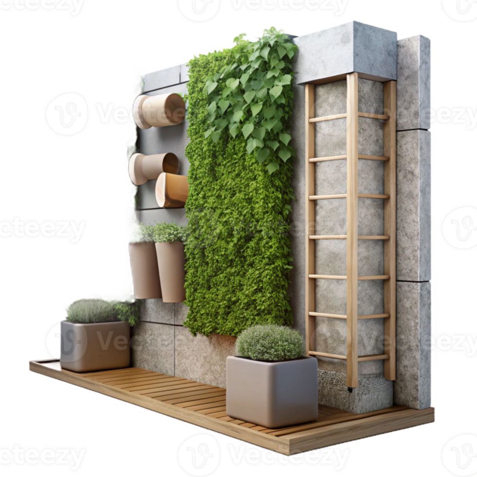 wonderful rustic Living Wall System Installation Transparent Background with Construction Detail authentic png