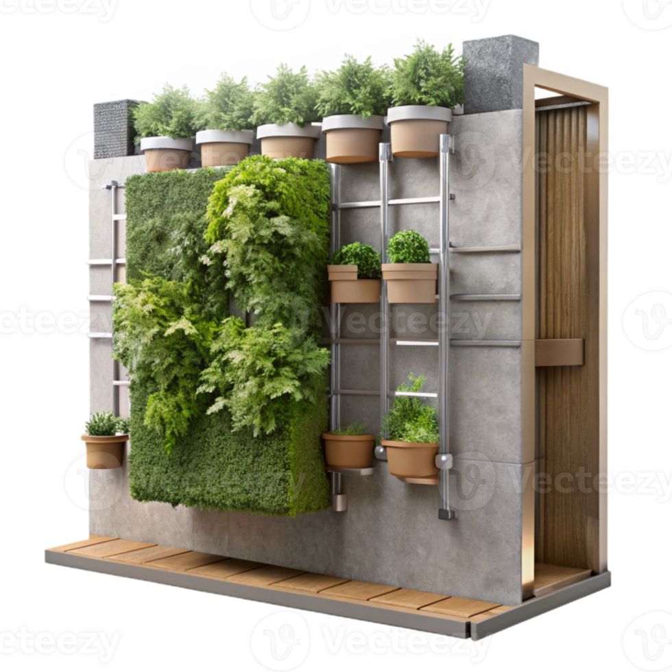 stunning artistic Living Wall System Installation Transparent Background with Construction Detail exclusive png