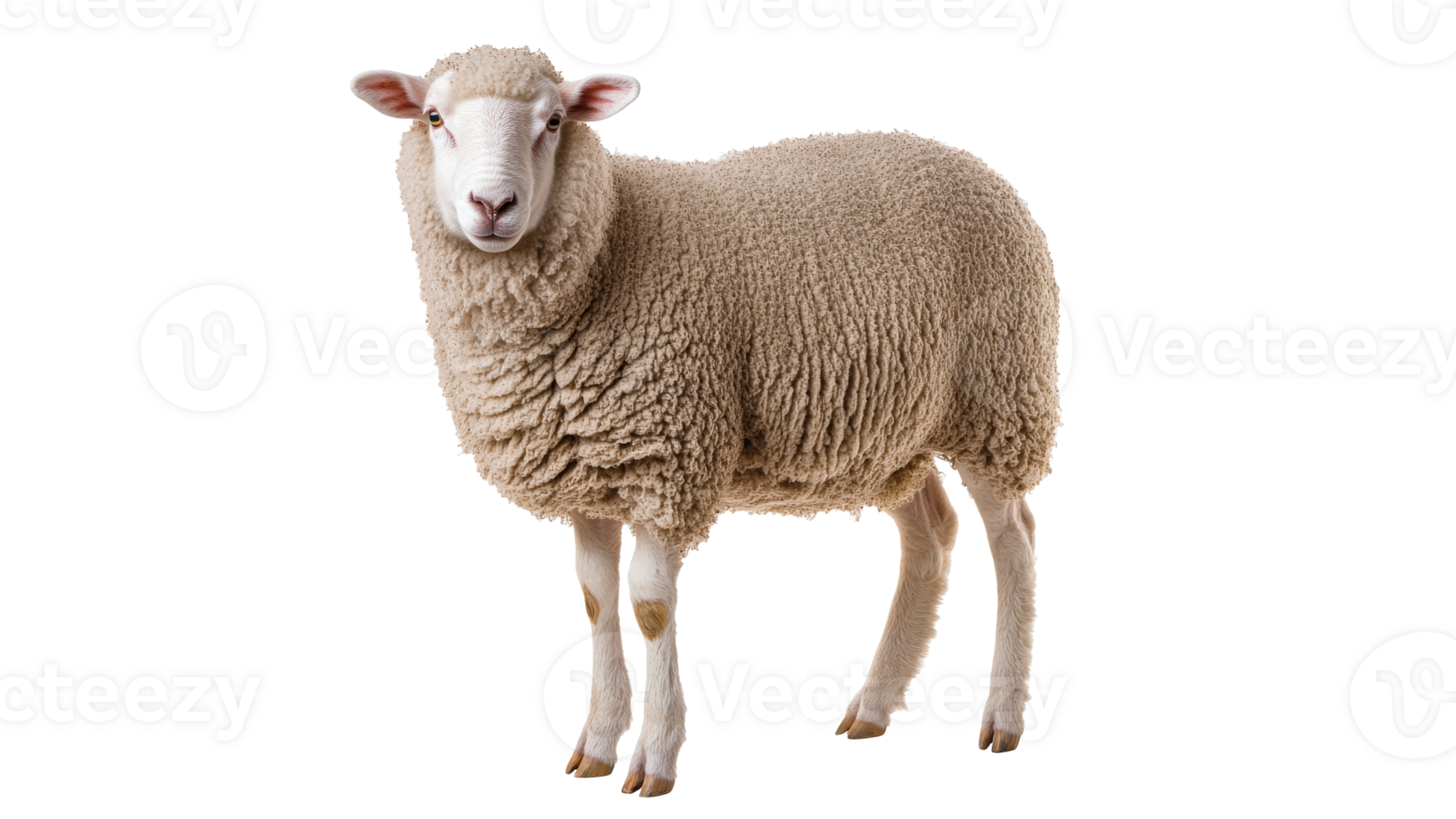 Curious sheep on white background png