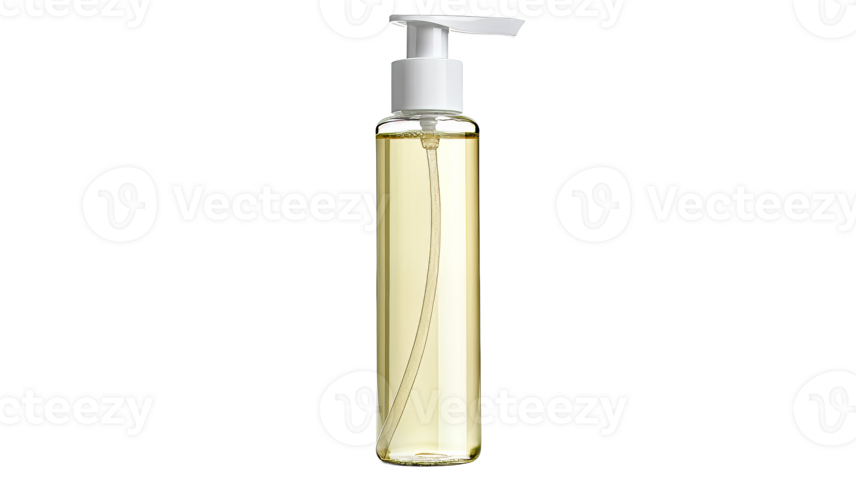 Clear pump bottle of natural oil for skincare png