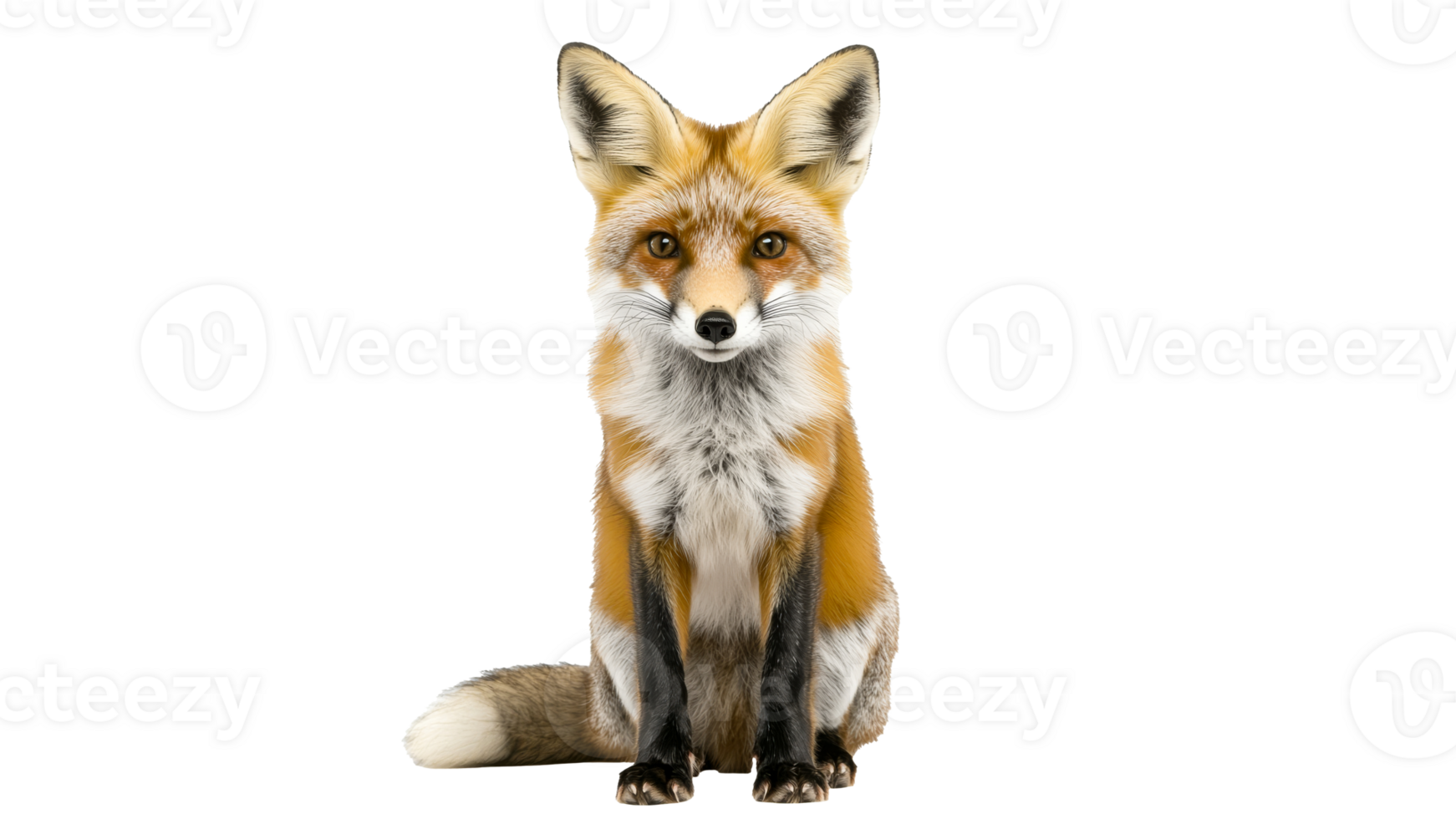 Red fox sits calmly in a natural pose png