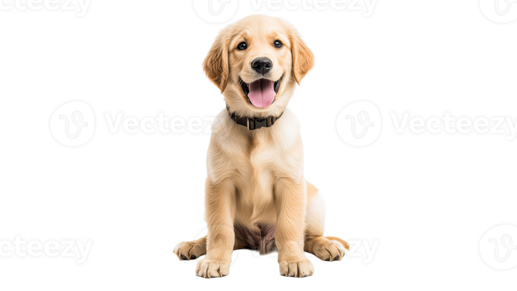 Cute golden retriever puppy sitting and smiling png