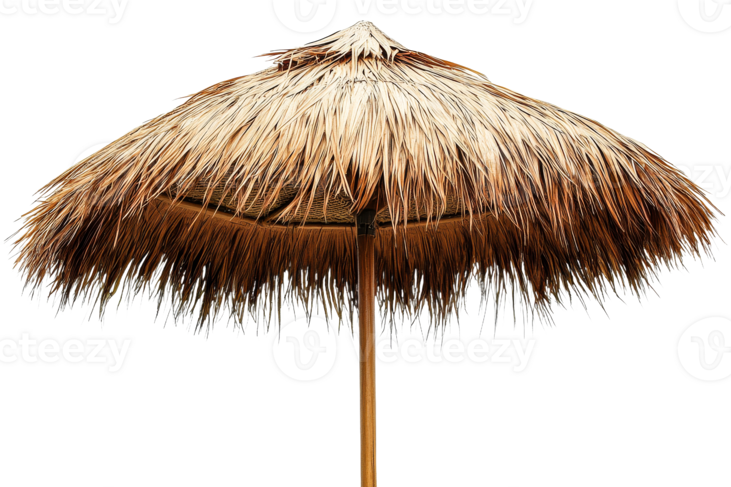 Straw umbrella providing shade at a beach setup png