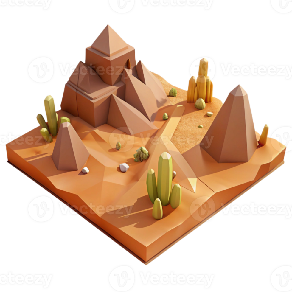 magnificent abstract Low Poly Landscape Desert Brown Isolated exclusive png