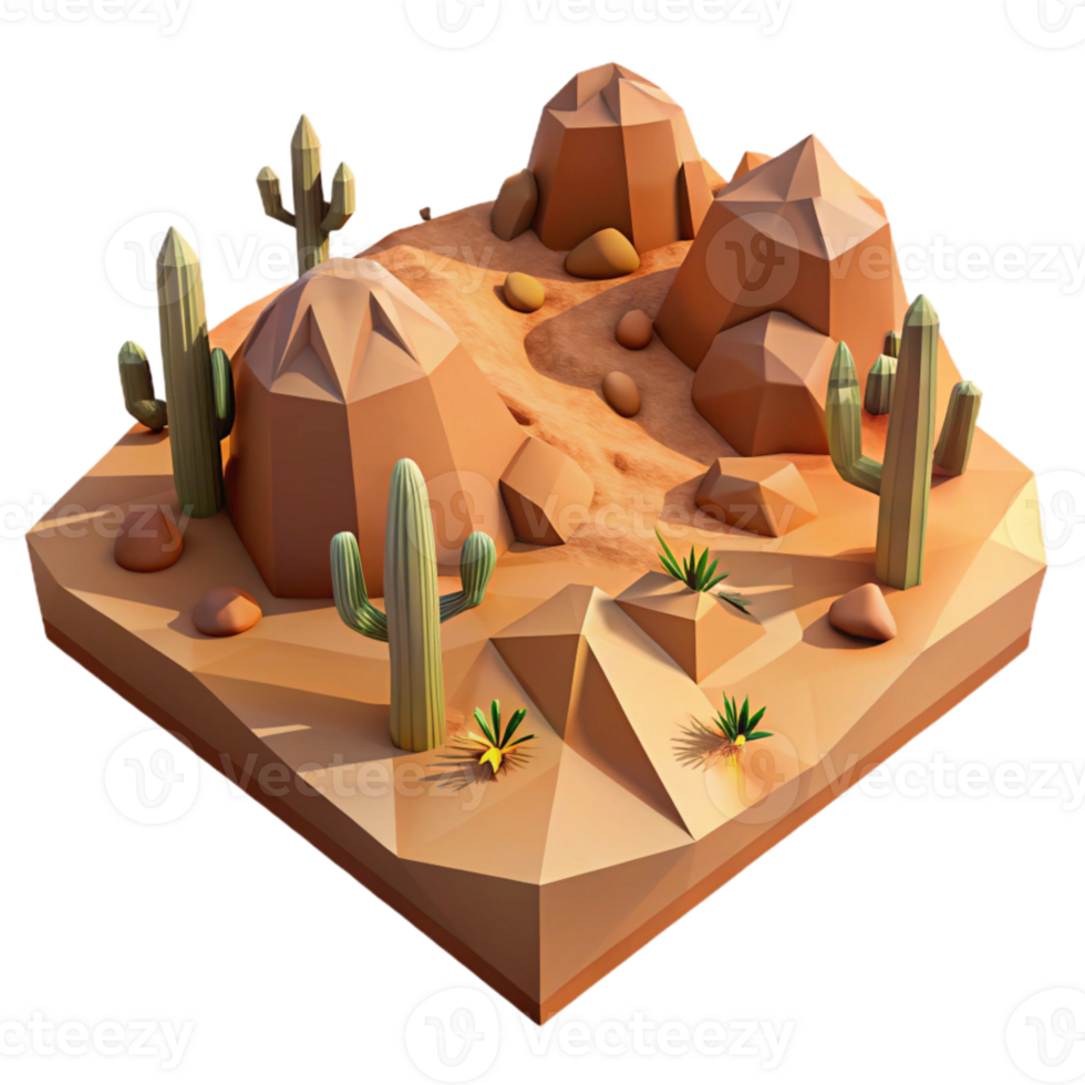 extraordinary traditional Low Poly Landscape Desert Brown Isolated png