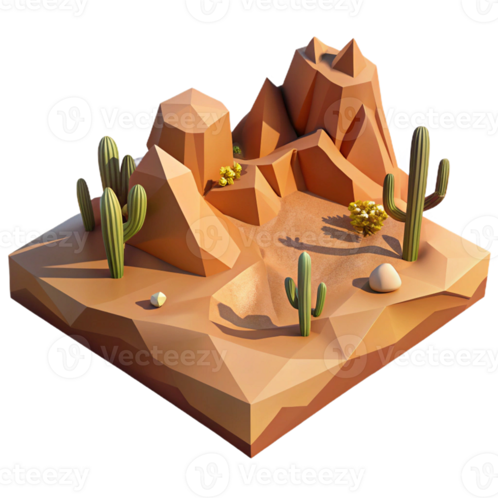 stunning abstract Low Poly Landscape Desert Brown Isolated authentic png