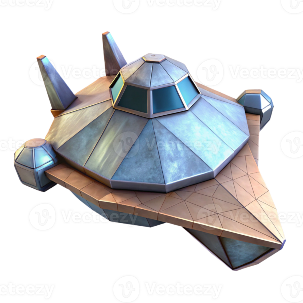 beautiful traditional Low Poly Model of Spaceship in Virtual World Isolated detailed png