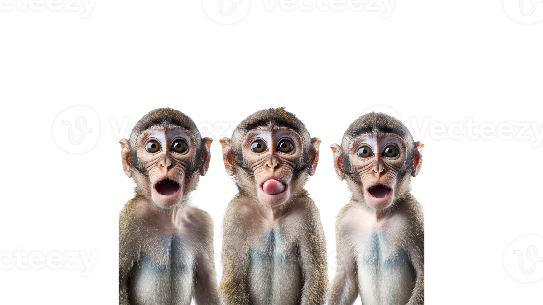 Three monkeys expressing various emotions png